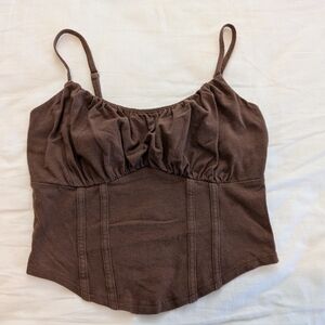 Hollister Brown Tank Top Camisole Corset Ruched Medium